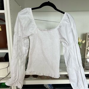 White puff sleeve top